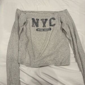 Gray Long Sleeve NYC Top Hollister